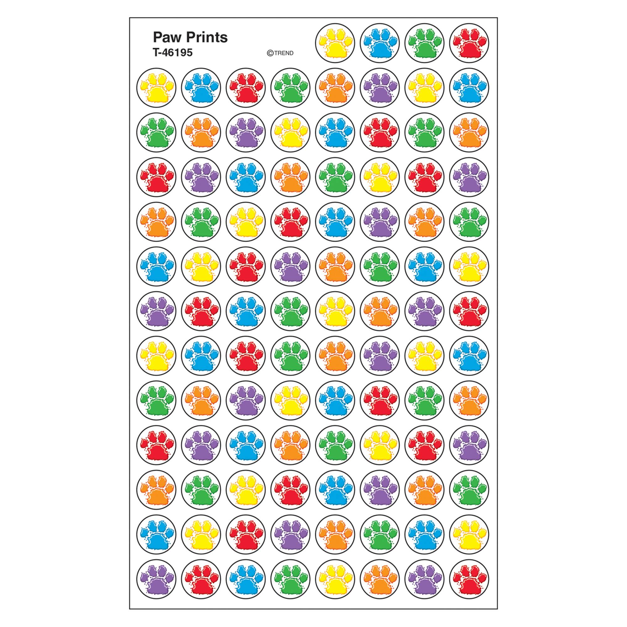 Trend Enterprises® superSpots® Paw Prints Stickers, 6 Packs of 800ct.